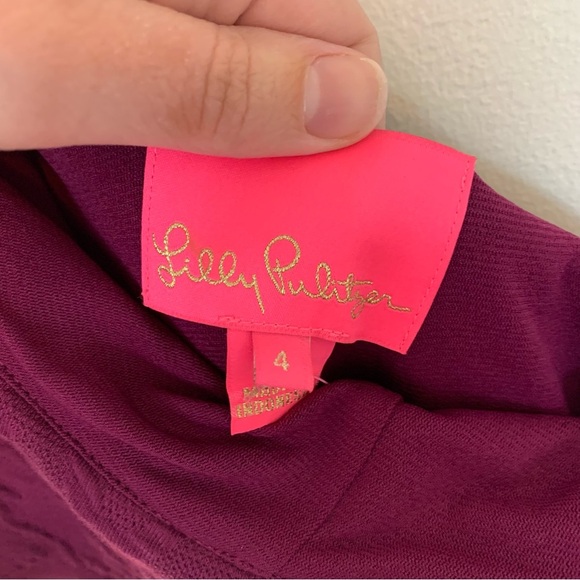 NWT Lilly Pulitzer Bordeaux One Shoulder Ruffle Sleeve Mini Dress Size 4 - Picture 5 of 10